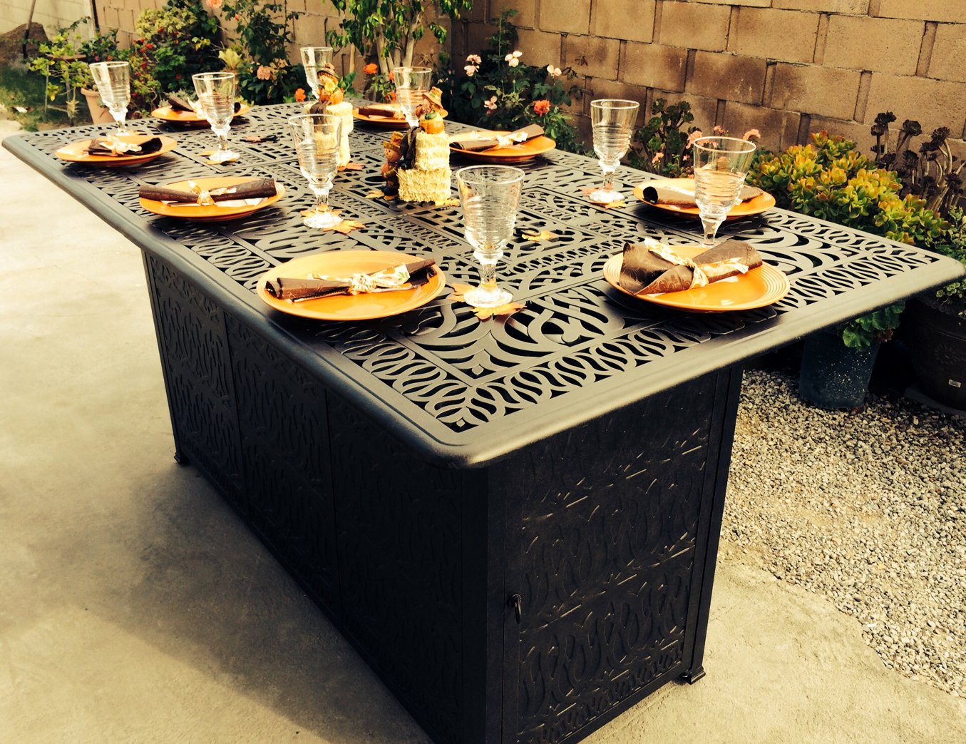 Outdoor Fire Pit Table with Double Burner - 42