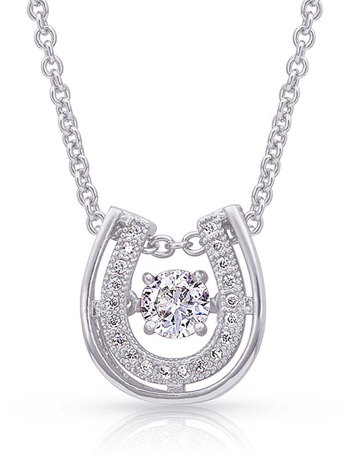 Montana Silversmiths NC3867 Women's Lucky Horseshoe Necklace - Sterling Silver Jewelry for Good Luck, Western Fashion & Everyday Wear