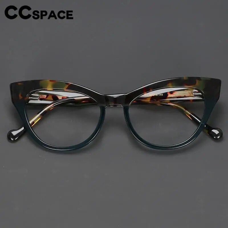 CCspace Unisex Full Rim Cat Eye Acetate Eyeglasses Frame 57008 - Stylish Retro Vintage Glasses for Women & Men - Perfect for Office, Reading, Fashion & Everyday Wear