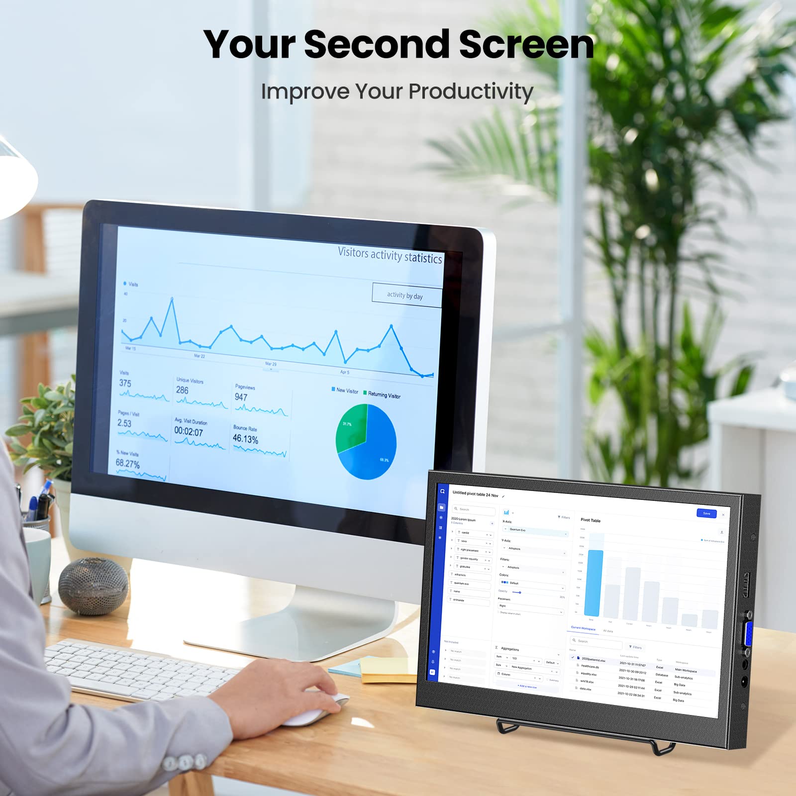 Eyoyo 12 Inch IPS Mini Monitor - Portable HDMI/VGA Secondary Screen for Laptop, PC, CCTV Security with 1366x768 Resolution & Built-in Speakers | Perfect for Travel, Office & Home Surveillance