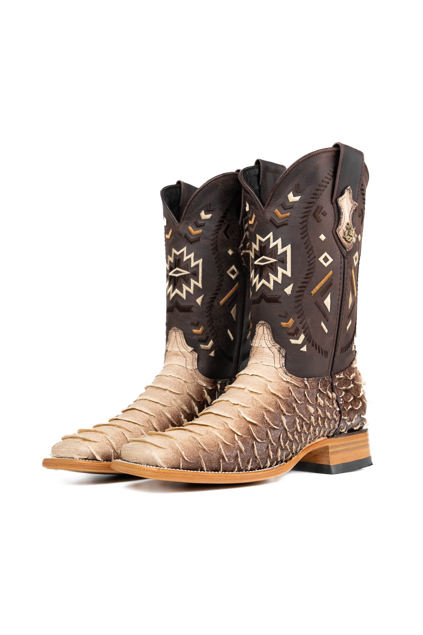 Python Saddle Brown Square Toe Cowboy Boots for Men - Western Style Leather Riding Boots with Exotic Snake Skin Pattern | Perfect for Country Music Festivals, Rodeo Events & Western Fashion Outfits