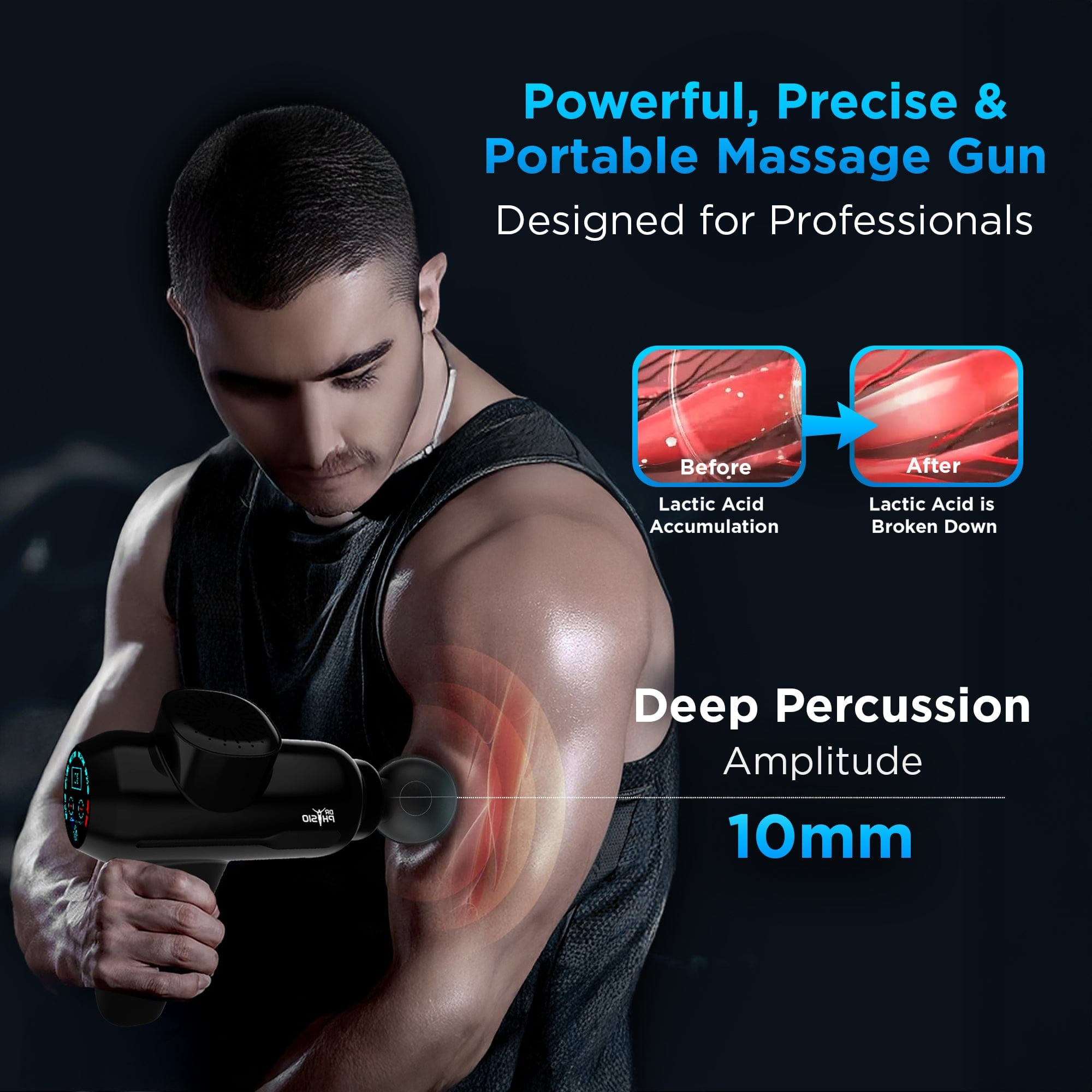 Supervolt PRO Electric Massage Gun for Pain Relief - 6 Attachments, 4 Speed Levels, Rechargeable Deep Tissue Percussion Massager for Back, Neck, Shoulder, Leg & Full Body - Perfect for Athletes, Office Workers & Home Use