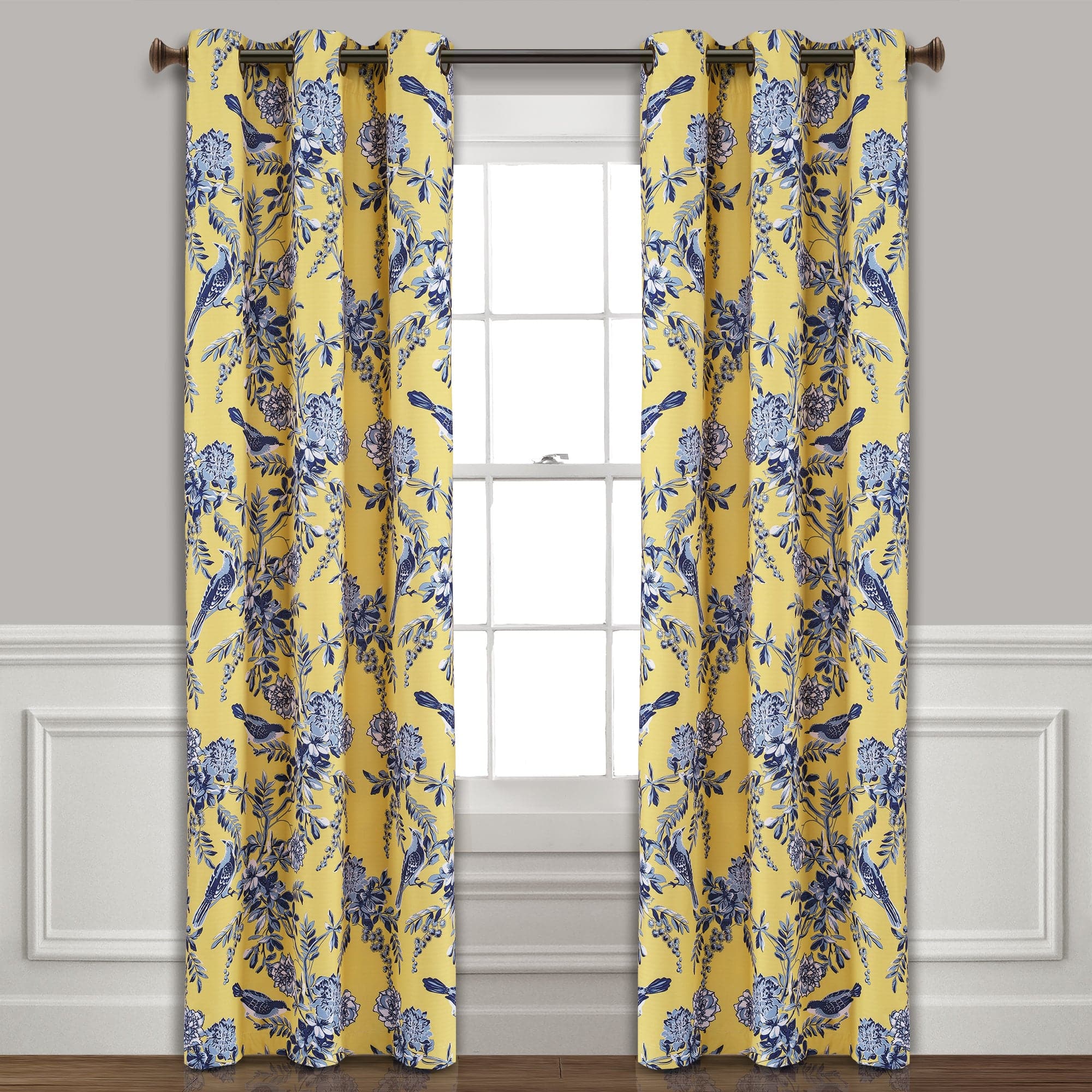 Farmhouse Style Blackout Curtains with Bird & Flower Design - Thermal Insulated Grommet Window Panels for Living Room & Bedroom - Noise Reducing & Energy Saving Home Decor