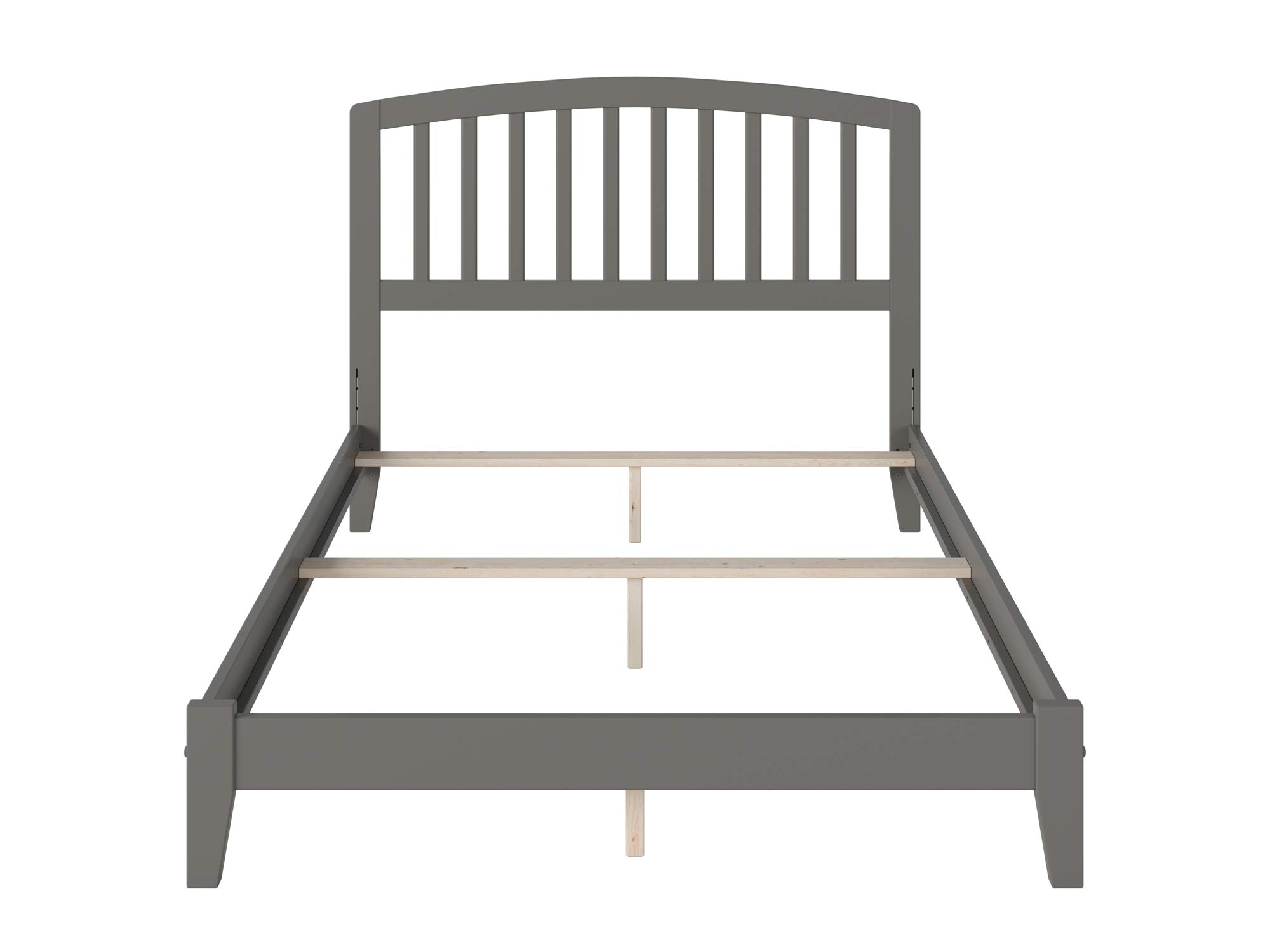 AFI Richmond Full Size Foundation Bed with USB Charger - Grey - Sturdy Bed Frame with Attachable USB Ports for Convenient Charging, Perfect for Bedrooms, Dorms & Guest Rooms