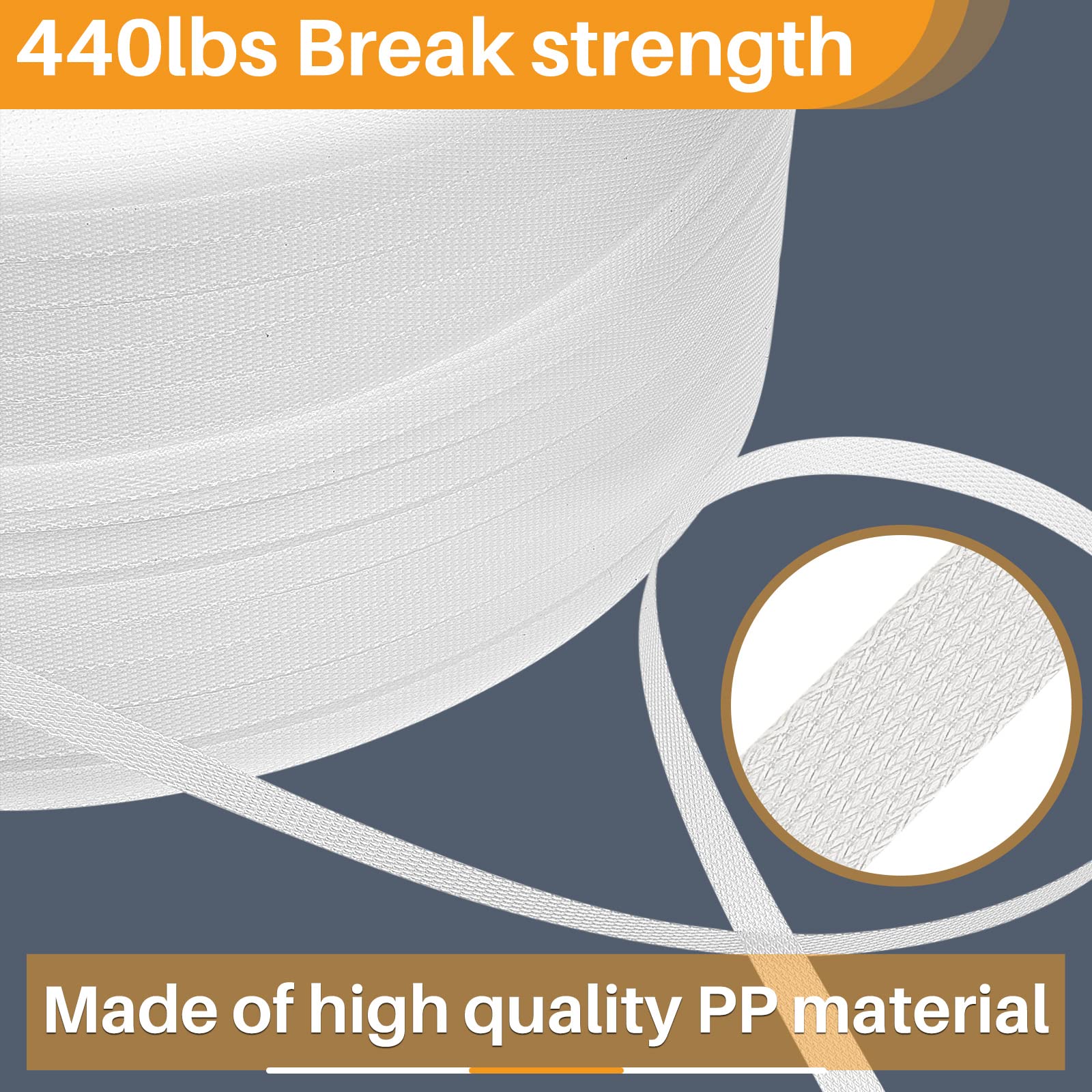 Amylove 1/2 Inch Heavy Duty Polypropylene (PP) Strapping Roll - 440 Lbs Break Strength for Industrial Packing & Banding - 9900 ft White - Perfect for Shipping, Pallet Securing & Warehouse Packaging