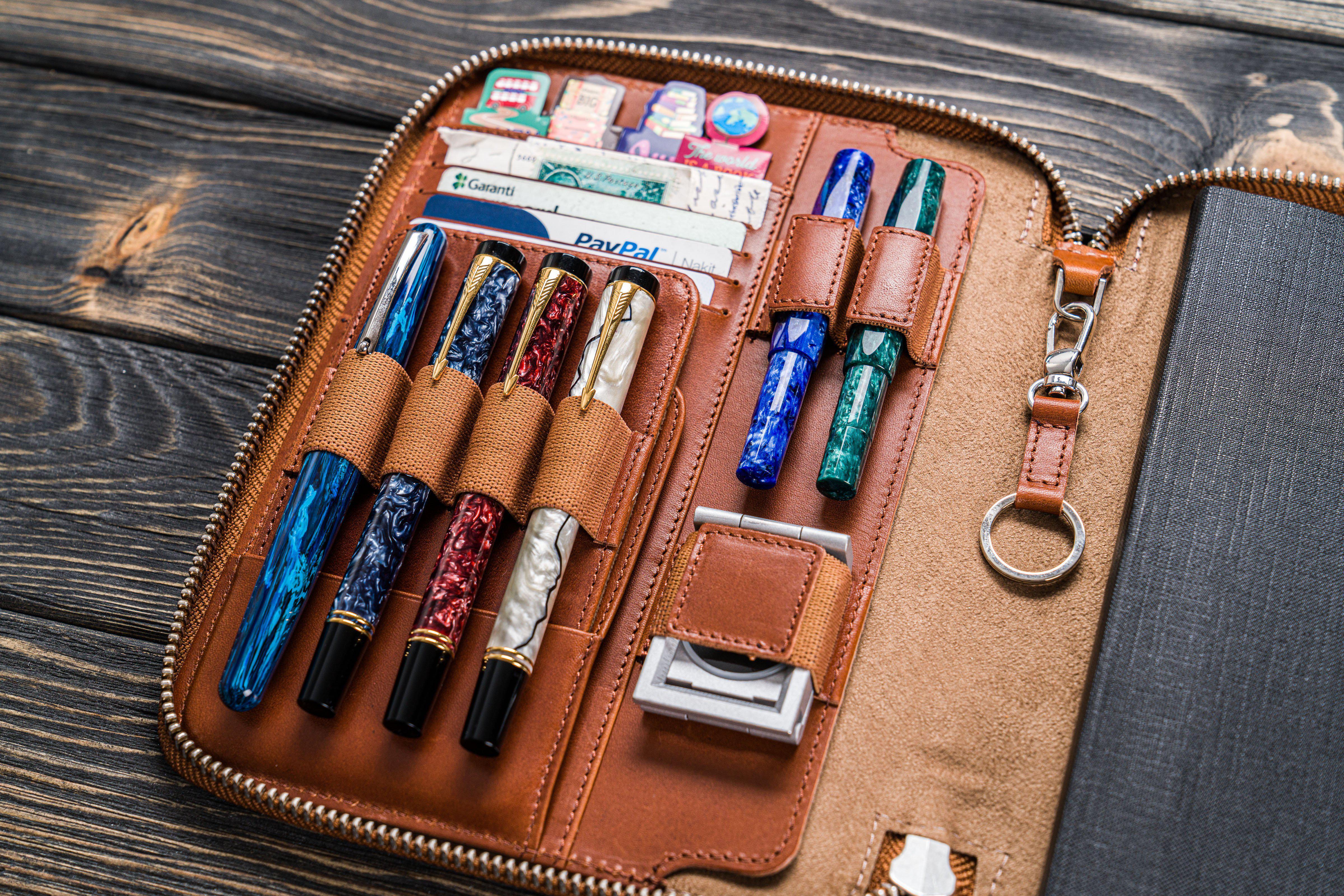 Premium Brown Leather A5 Notebook Folio with Zipper - Leuchtturm1917 Cover for Journal, Planner & Sketchbook - Perfect for Office, School & Travel Organization