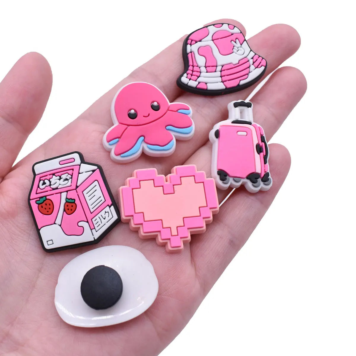 1Pcs PVC Pink Shoe Charms for Crocs - Cute DIY Accessories for Girls & Women - Perfect for Bracelets, Wristbands, Party Gifts & Jibbitz Decorations - Great for Birthday Parties, School Events & Fashion DIY Projects