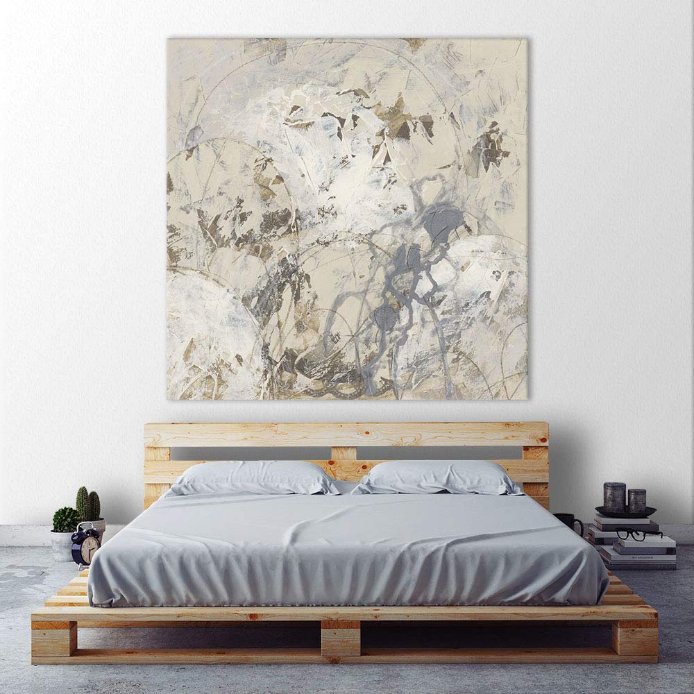 Large Modern Impasto Gesture Abstract Art Giclee Canvas Print - 72x72 Inches, Brown | Wall Decor for Living Room, Office & Bedroom