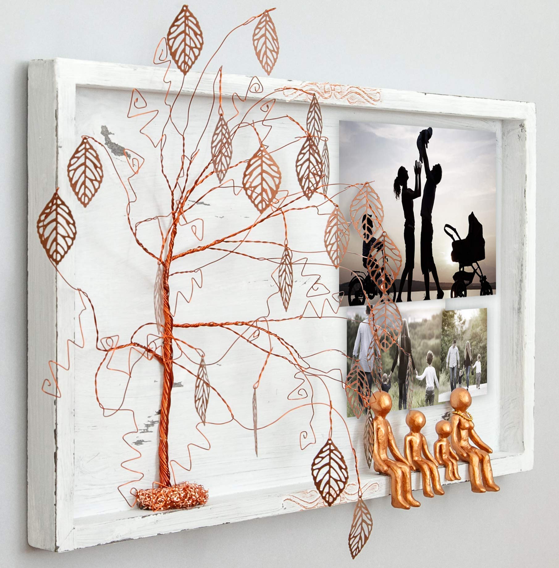 Personalized Bronze Willow Tree Family of 4 Figurine - 8th, 19th Wedding Anniversary Gift for Parents & In-Laws - Wall Charmers Shabby Chic Home Decor - Perfect for Family Photo Collages & Special Occasions