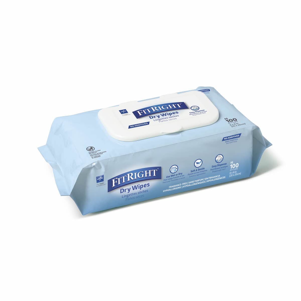 Medline FitRight Hypoallergenic Dry Wipes - 8