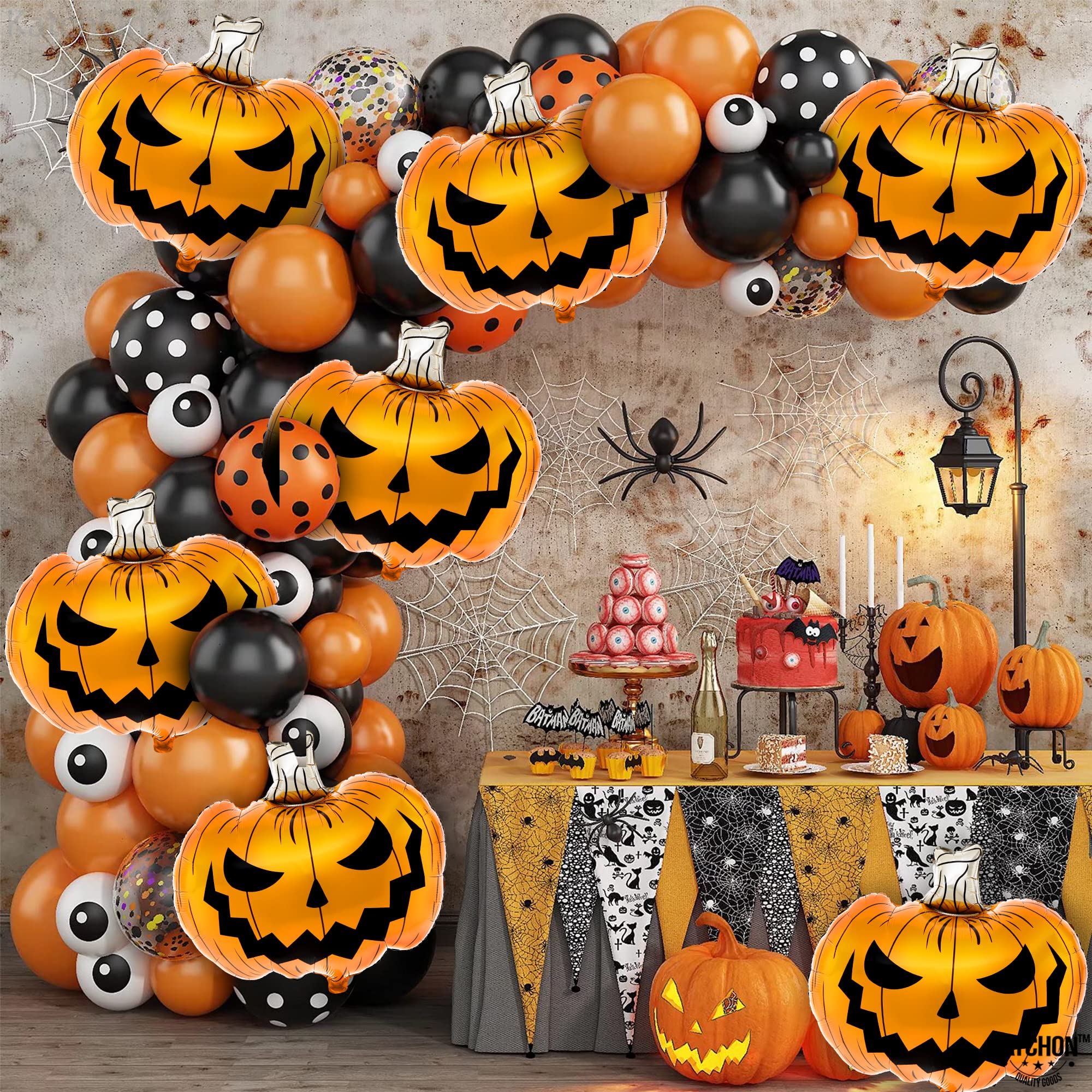 KatchOn 25 Inch Scary Halloween Pumpkin Balloons - Pack of 10 | Large Orange Foil Balloons for Halloween Party Decorations, Pumpkin Patch Displays & Spooky Home Decor | Perfect for Halloween Parties, Haunted Houses & Fall Festival Decor