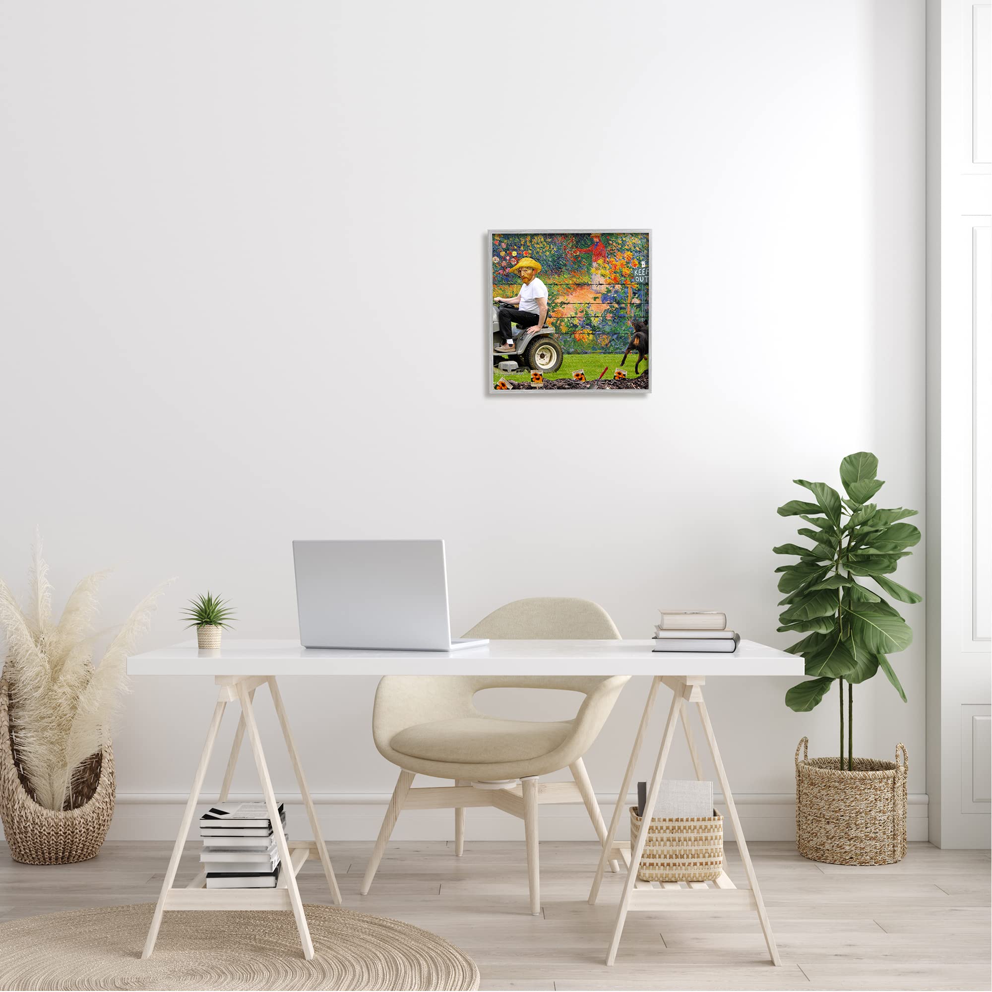 Stupell Industries Van Gogh Gardening Flowers Farmer Dog Collage Wall Art - Framed Canvas Print for Home & Office Decor | Perfect for Living Room, Bedroom, Kitchen & Office Spaces