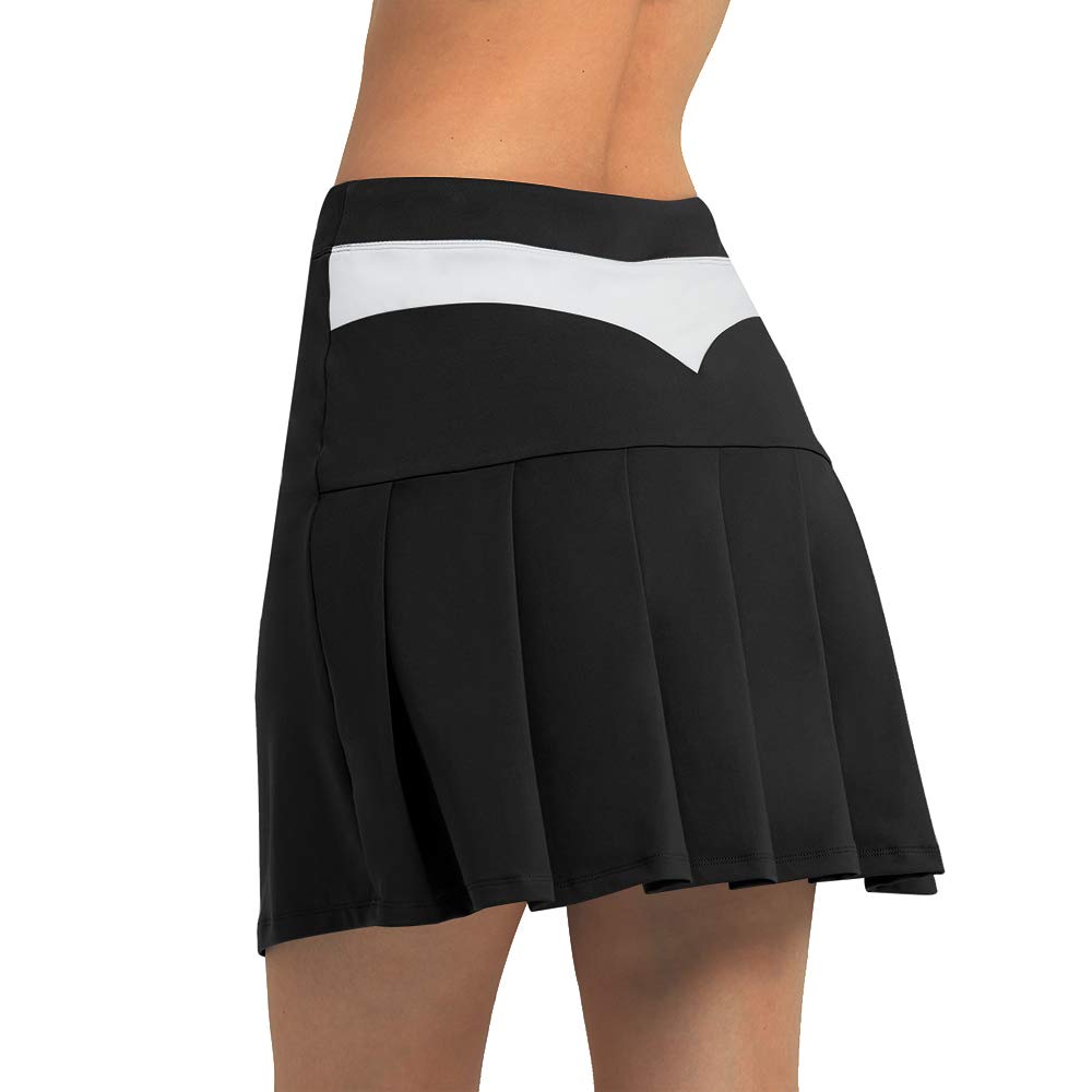 Women's Pleated Tennis Skirt with Stretchy Fabric & Built-in Shorts - Sports Golf Skirt with Pockets (Runs Large) - Perfect for Tennis, Golf, Running & Casual Wear