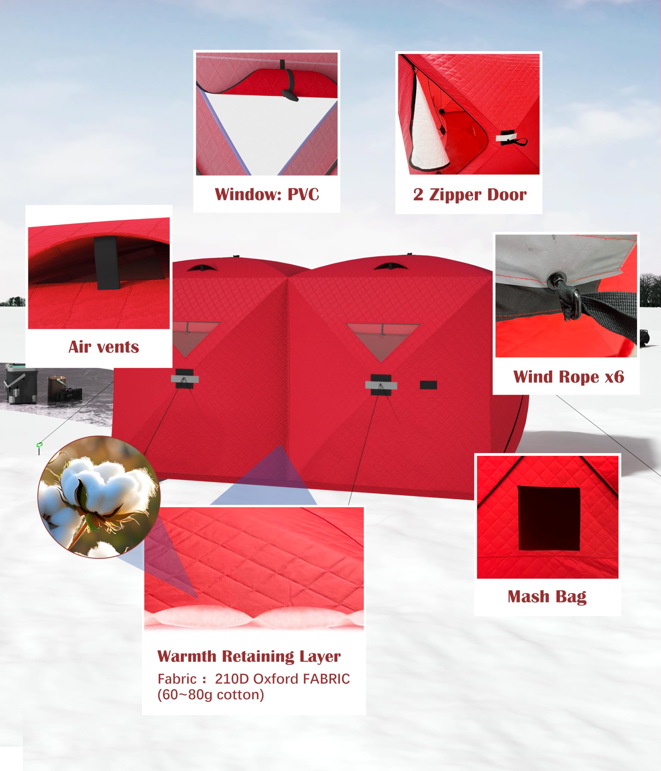 **Best Ice Fishing Tent - Thickened Warm & Windproof Pop-Up Portable Hub Shelter for Winter Fishing - Perfect for Ice Anglers & Outdoor Enthusiasts**