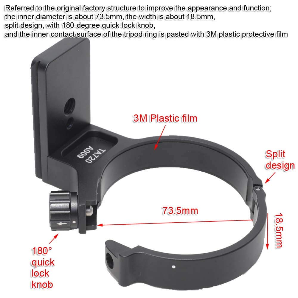 iShoot Metal Lens Collar Tripod Mount Ring for Tamron SP 70-200mm f/2.8 Di VC USD A009 - Arca-Swiss Quick Release Plate & Dovetail Groove - Professional Lens Support Bracket for Photography & Videography