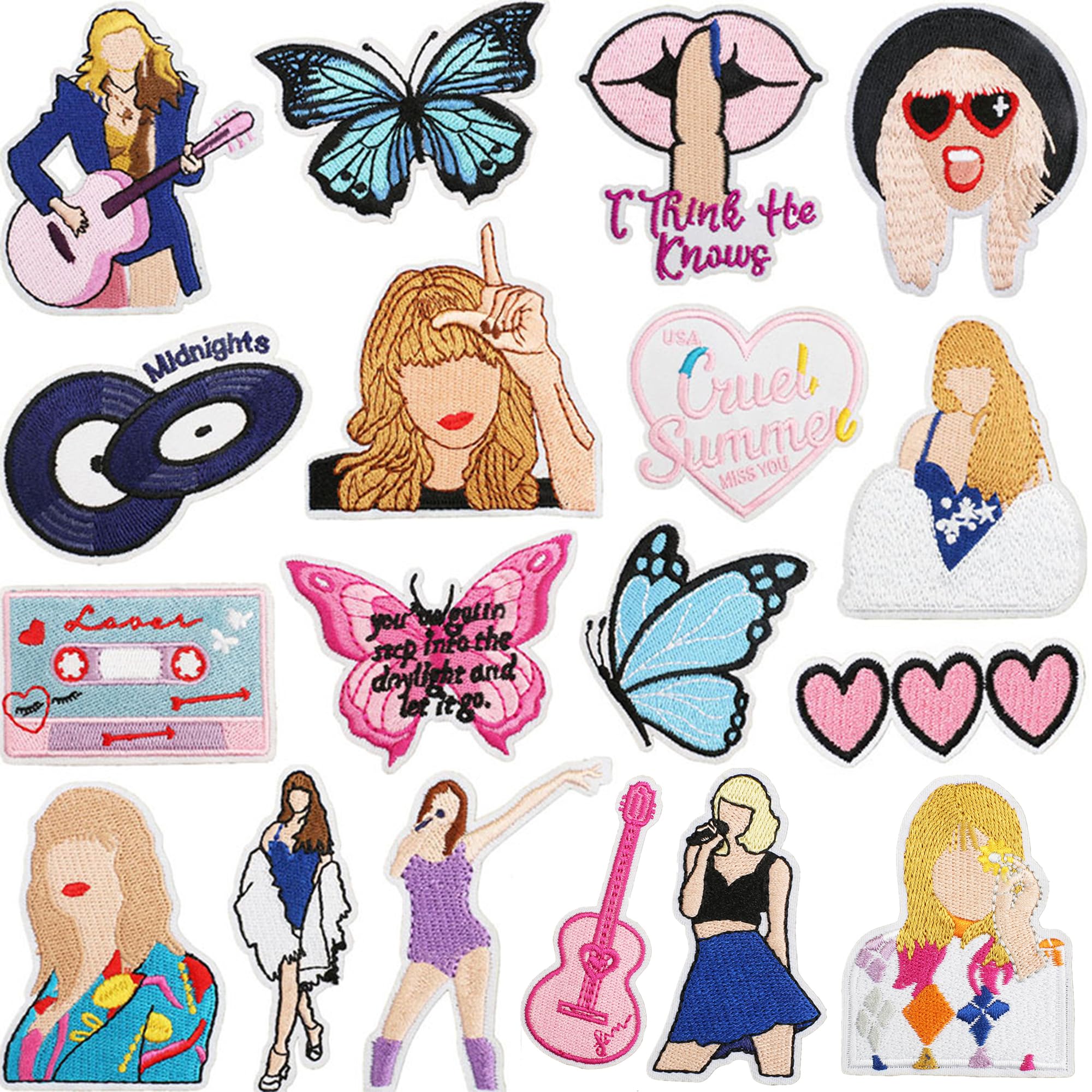 18PCS Embroidered Iron-On & Sew-On Patches - Taylor Swift Inspired Music Appliques for Clothes, Jackets, Jeans, Backpacks & Hats - Perfect Gifts for Music Fans (DIY Fashion & Costume Accessories)