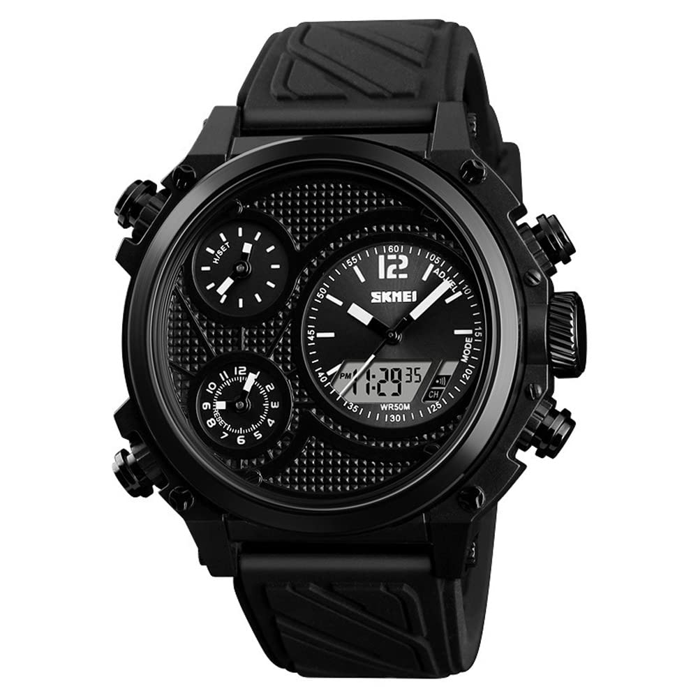 AZPINGPAN Military Tactical Watch for Men - Analog Digital Dual Display, Waterproof, Date Function - Perfect for Outdoor, Sports & Army Use