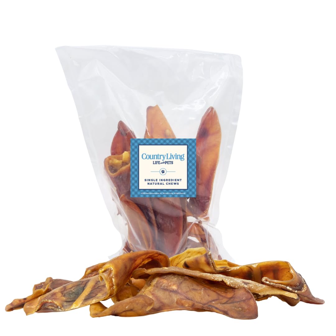 Premium Natural Pig Ears Dog Treats - 100% All-Natural Pork Chews for Dental Health, High Protein Low Fat Digestible Snacks for All Dog Breeds & Sizes (15 Count Pack) - Perfect for Training Rewards & Chewing Needs