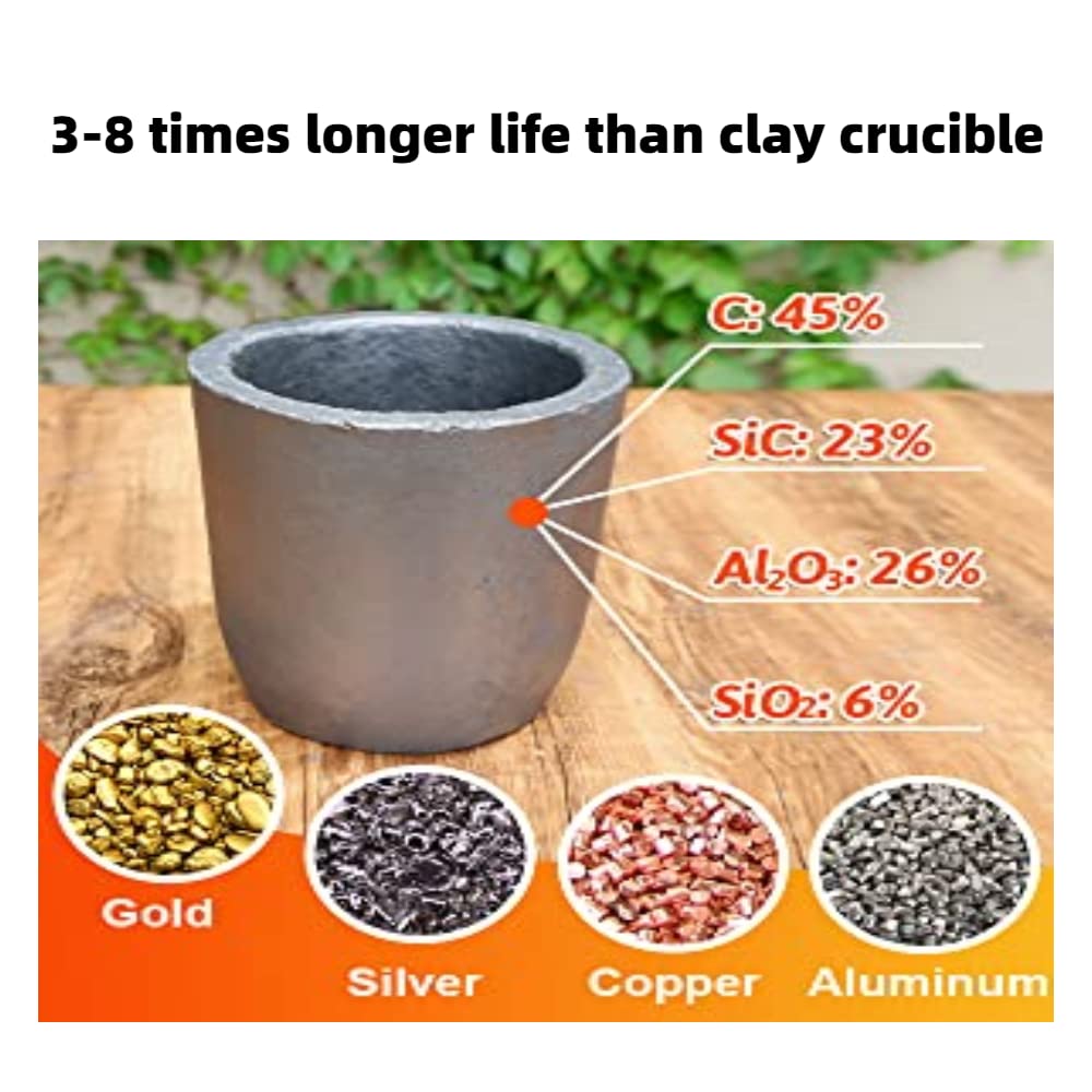 Nisorpa 6KG Graphite Crucible for Metal Melting - High-Temperature Resistant Silicon Graphite Cup for Aluminum, Zinc, Silver, Copper & Brass Casting - Perfect for Furnace, Torch & Foundry Use