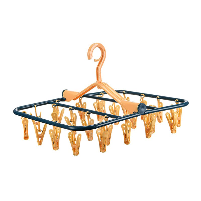 24-Pack Plastic Folding Sun Rack with Multi-Clip Design - Space Saving Laundry Drying Rack for Socks, Underwear & Delicates - Perfect for Dorm, Apartment & Small Space Living (Ideal for College Students & Urban Homes)