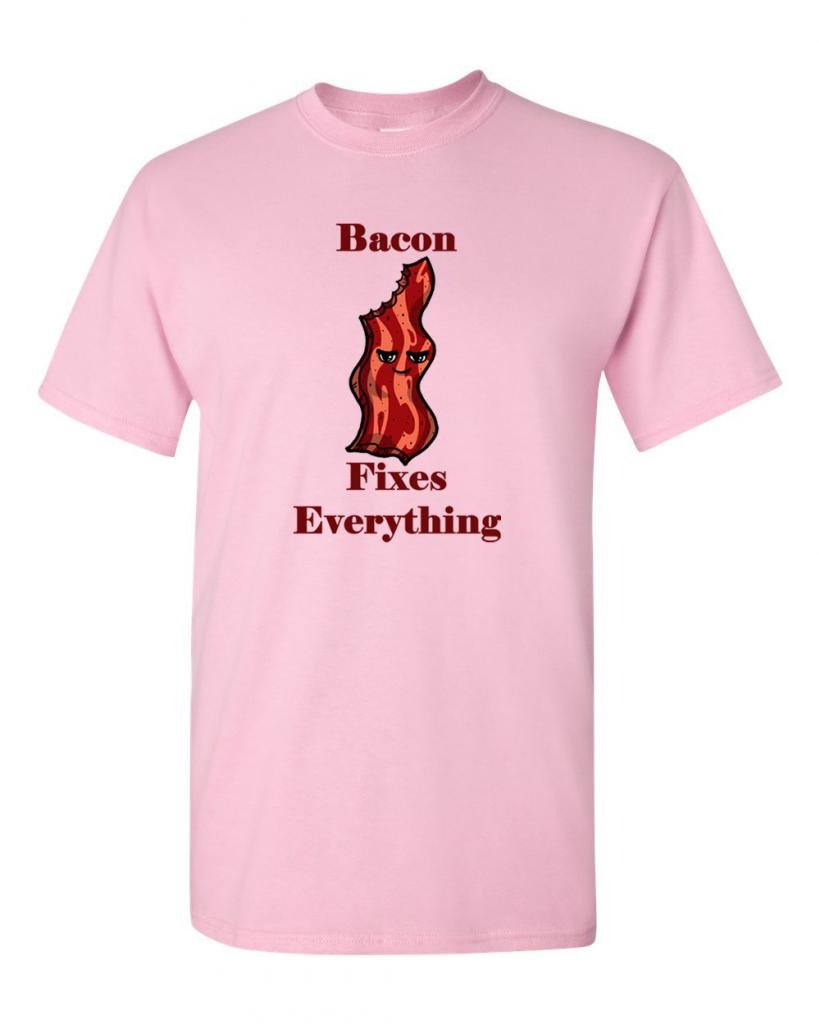 Bacon Fixes Everything Funny Adult T-Shirt - Comfortable Cotton Graphic Tee for Men & Women - Perfect for Casual Wear, Gifts, and Bacon Lovers
