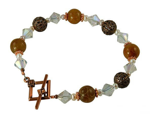Handmade Carved Jade Gemstone Copper Bracelet for Women - Elegant Boho Jewelry for Everyday Wear, Gift Giving & Spiritual Healing