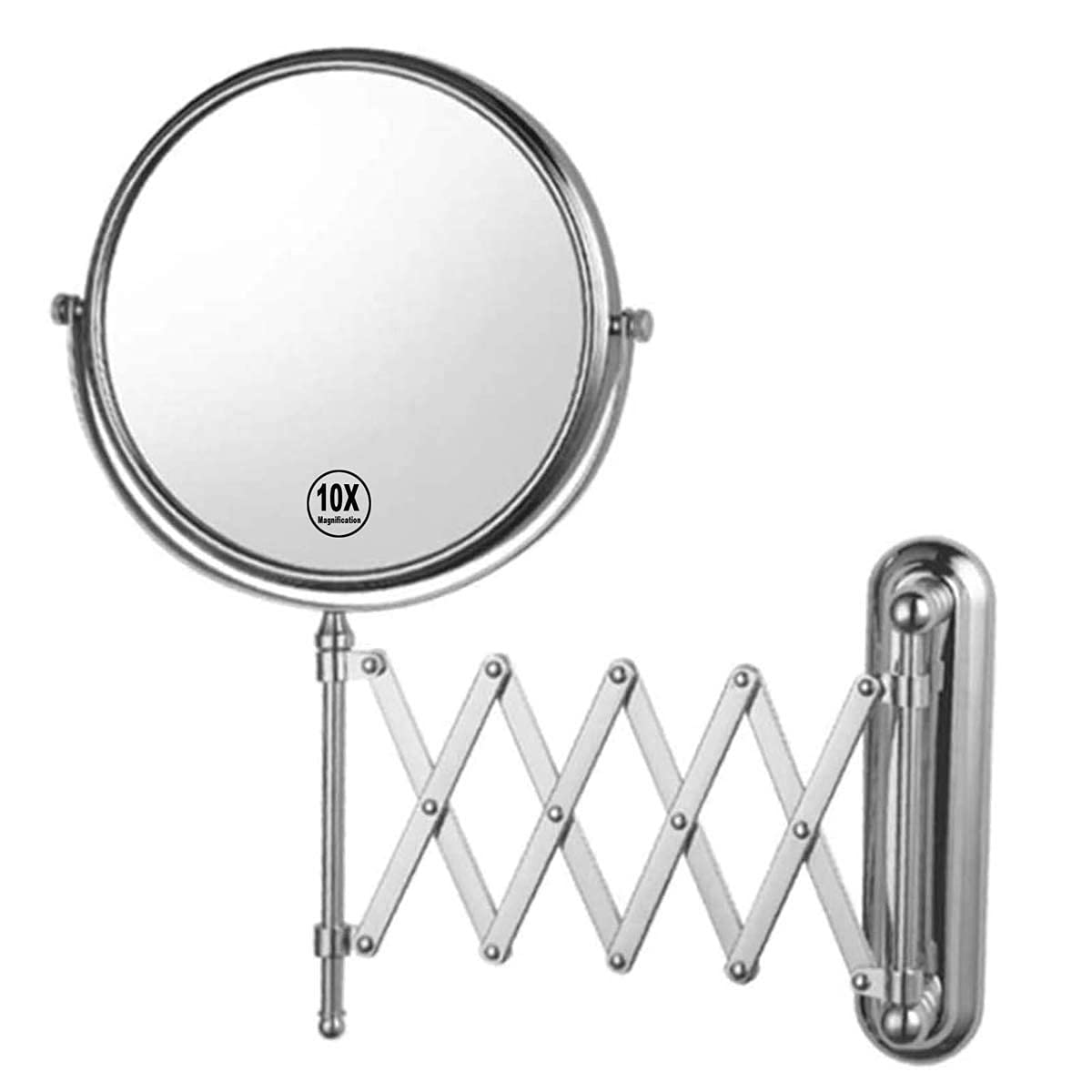 10x Magnifying Wall Mirror - 8 Inch Double-Sided Swivel Makeup Mirror with 15 Inch Extension for Bathroom & Bedroom | Perfect for Shaving, Makeup Application & Skincare Routine