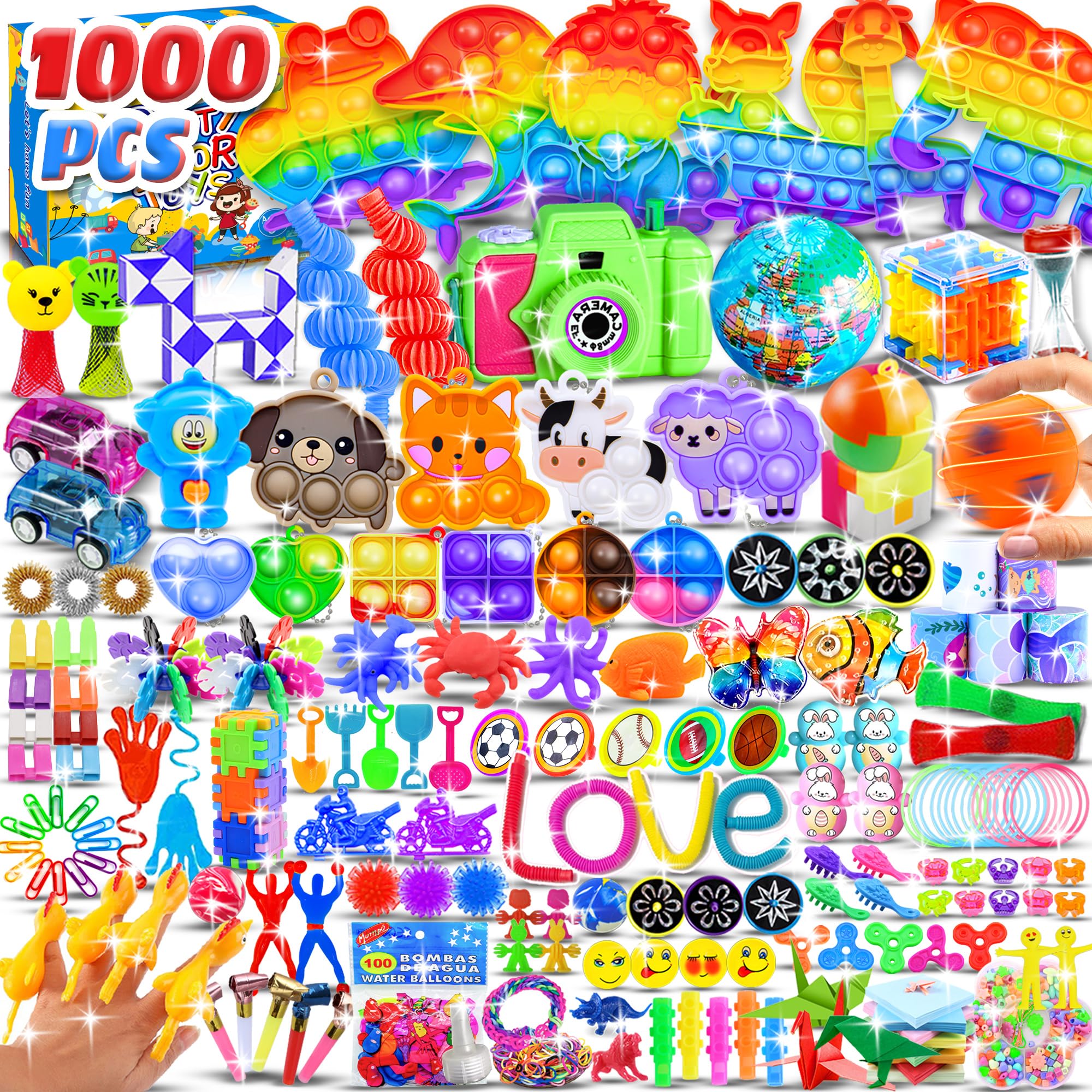 1000pcs Bulk Party Favors for Kids - Fidget Toys Pack, Goodie Bag Stuffers, Treasure Box Prizes for Classroom Rewards, Birthday Party Gifts & Carnival Prizes | Perfect for Birthday Parties, School Events, Carnival Games and Pinata Fillers