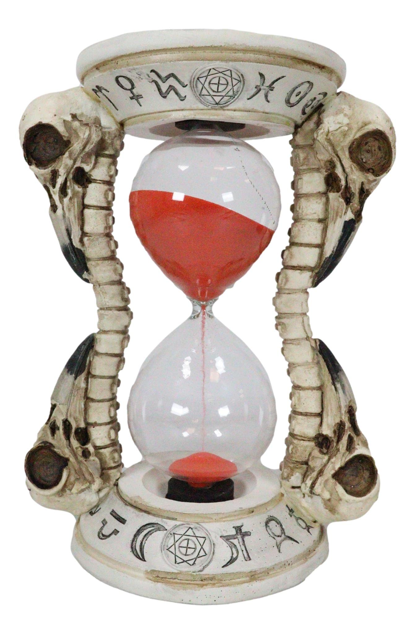 Ebros Gothic Alchemy Symbols Plague Doctor Raven Skull Sand Timer - Decorative Macabre Hourglass with Skeleton Spine Bones - Perfect for Halloween Decor, Gothic Home Accent & Dark Academia Aesthetics