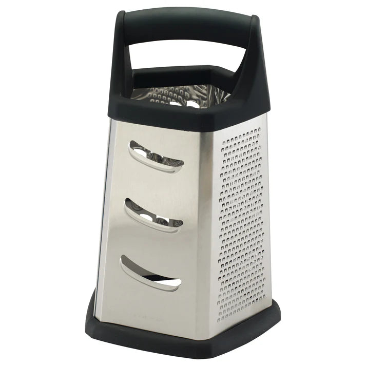 Winco GT-401 5-Sided Stainless Steel Box Grater - Perfect for Shredding, Grating, and Slicing Cheese, Vegetables & More - Ideal for Kitchen, Cooking, and Meal Prep