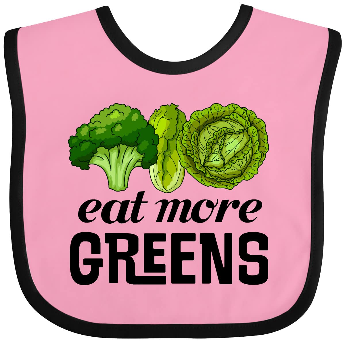 Inktastic Eat More Greens Broccoli Cabbage Baby Bib - Soft Organic Cotton Drool Bib for Infants & Toddlers - Perfect for Mealtime, Daycare & Messy Play