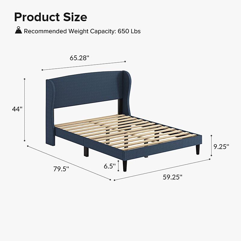 Baotist Upholstered Wingback Platform Bed Frame - Queen Size Modern Bedroom Furniture for Master Bedroom, Guest Room & Apartment