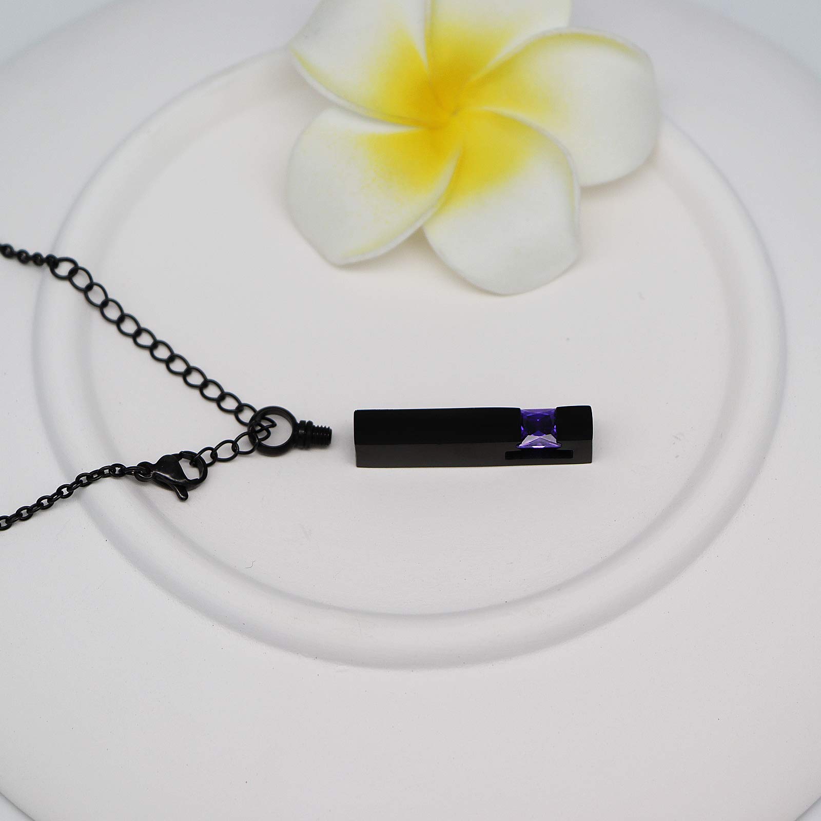 Stainless Steel Memorial Ashes Necklace - Black Birthstone Crystal Cremation Jewelry Pendant for Loved Ones | Keepsake Urn Locket for Ashes | Perfect for Remembrance, Funerals & Memorial Gifts