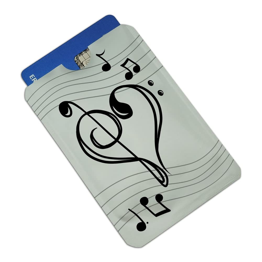 Treble Bass Clef Heart Music Themed RFID Blocking Credit Card Holder - Set of 4 for Wallet/Purse Protection (Perfect for Musicians, Music Lovers & Secure Travel)