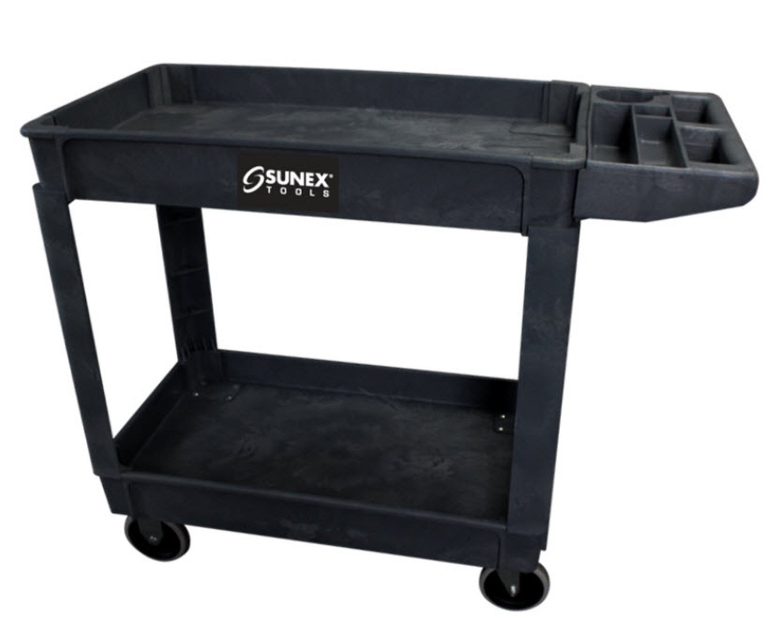 Heavy Duty Black Plastic Utility Cart with Wheels - Foldable Rolling Cart for Home, Office, Garage, and Warehouse Storage Organization