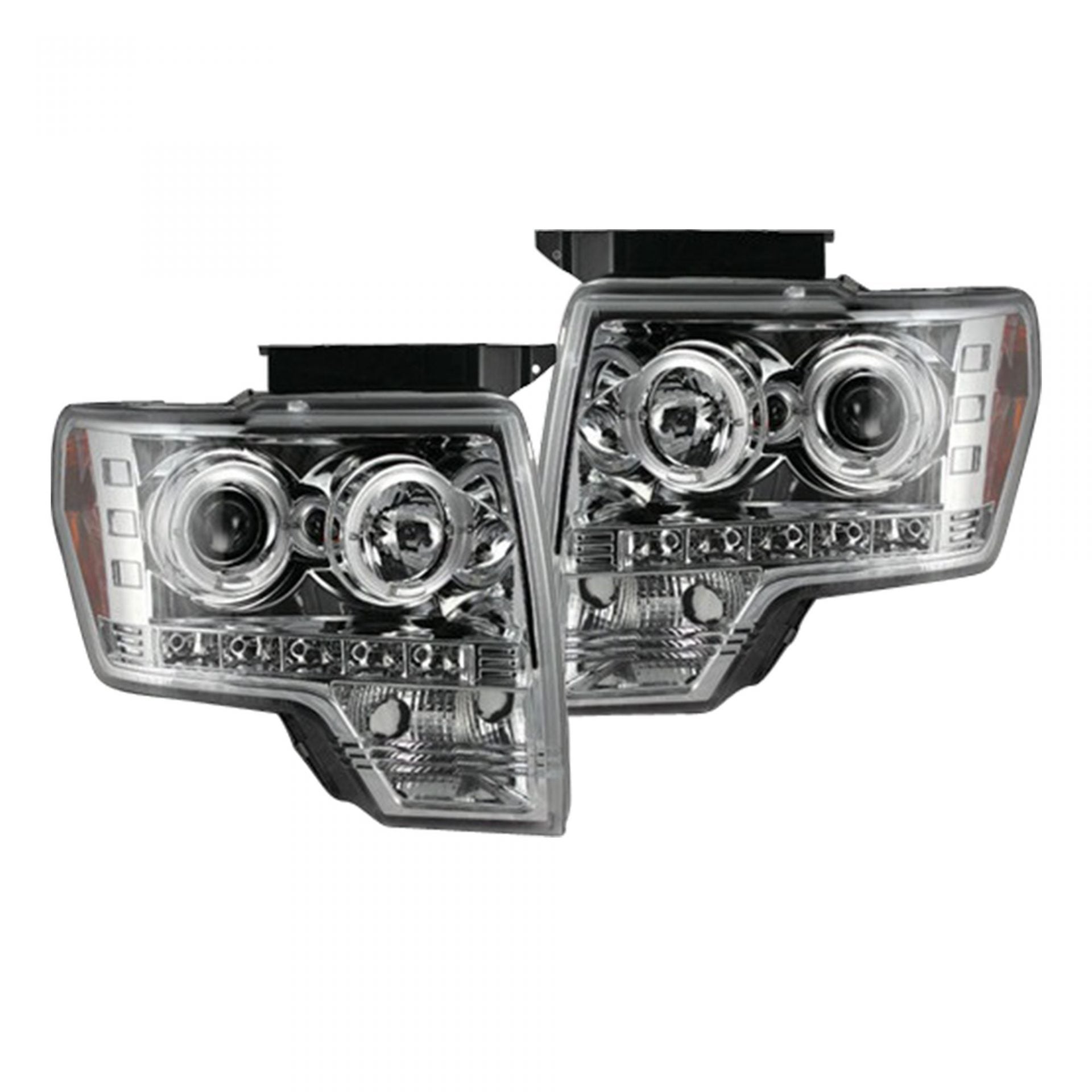 Ford F150 & Raptor 2009-2014 Projector Headlights - Clear/Chrome Lens - High Performance LED Headlights for Off-Road & Night Driving