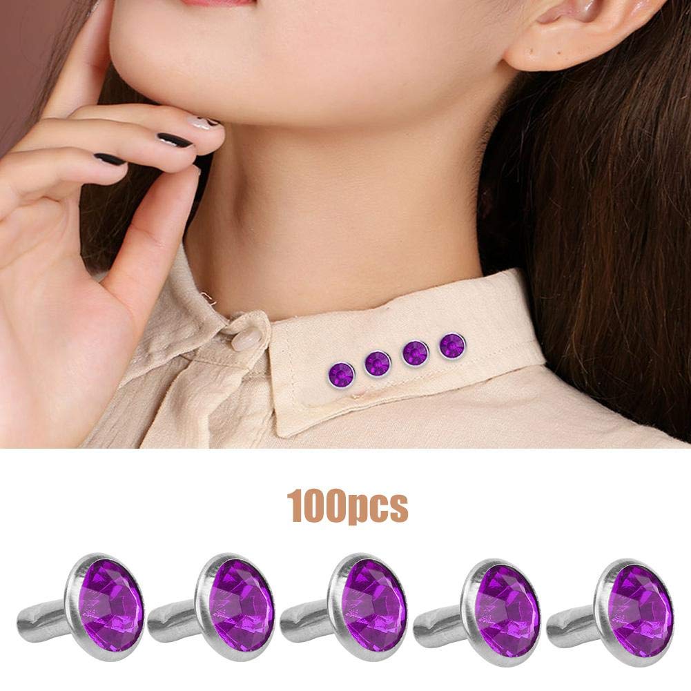 100Pcs Rhinestone Rivets - 8MM Acrylic Decorative Studs for DIY Luggage, Shoes, Hats & Clothing - Sparkling Synthetic Crystal Embellishments for Fashion Accessories & Craft Projects