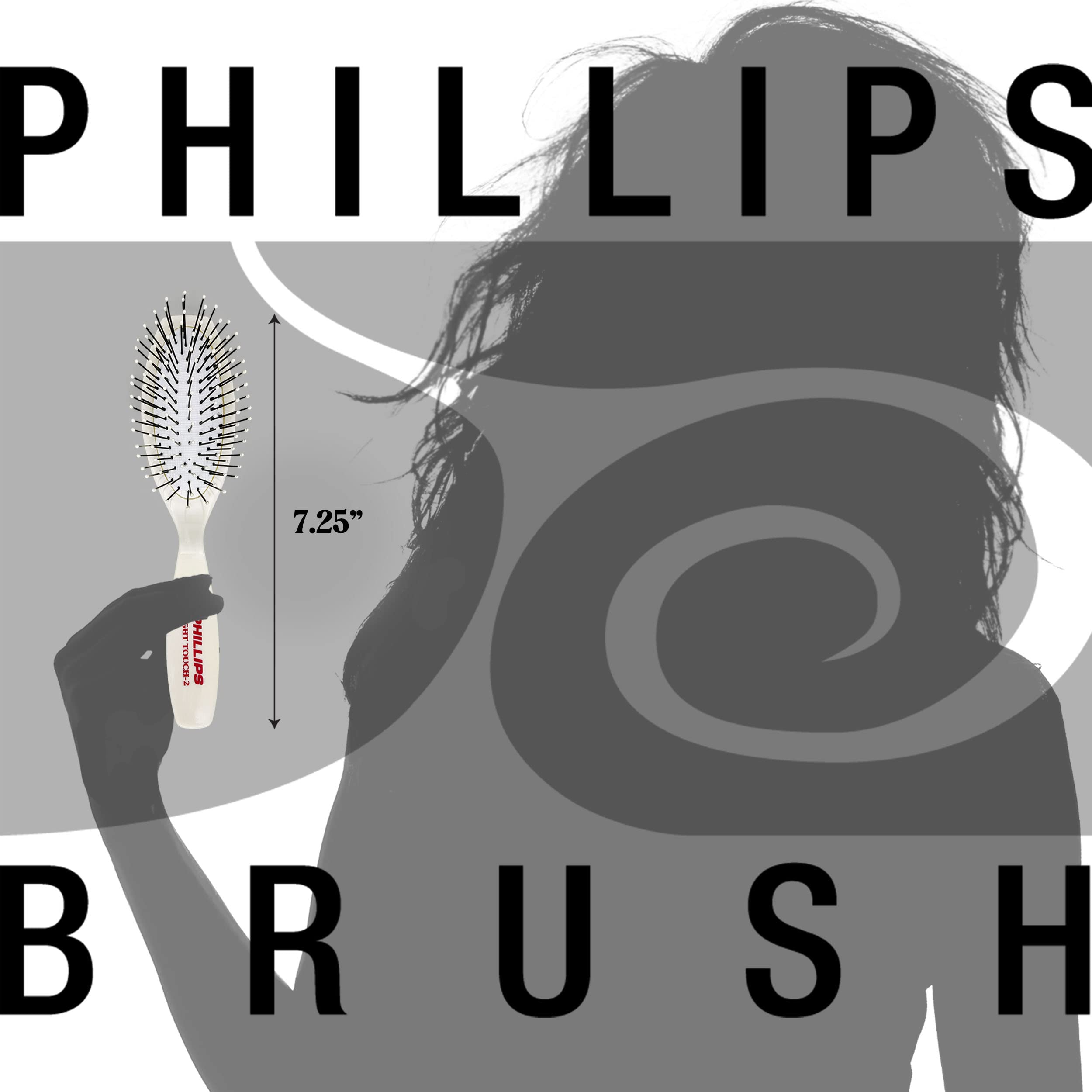 Phillips Brush Light Touch 2 Oval Cushioned Hair Brush - Compact Purse Size for Travel & On-the-Go Styling - Perfect for Smoothing Hair & Reducing Frizz at Home, Office or Gym