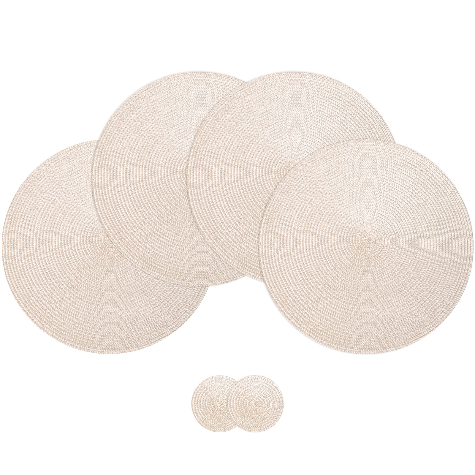 POQGLFT 4-Pack Durable Woven Polyethylene Placemats for Dining Table - Washable Kitchen Table Mats Set (Apricot Color) | Perfect for Everyday Meals, Dinner Parties & Home Decor
