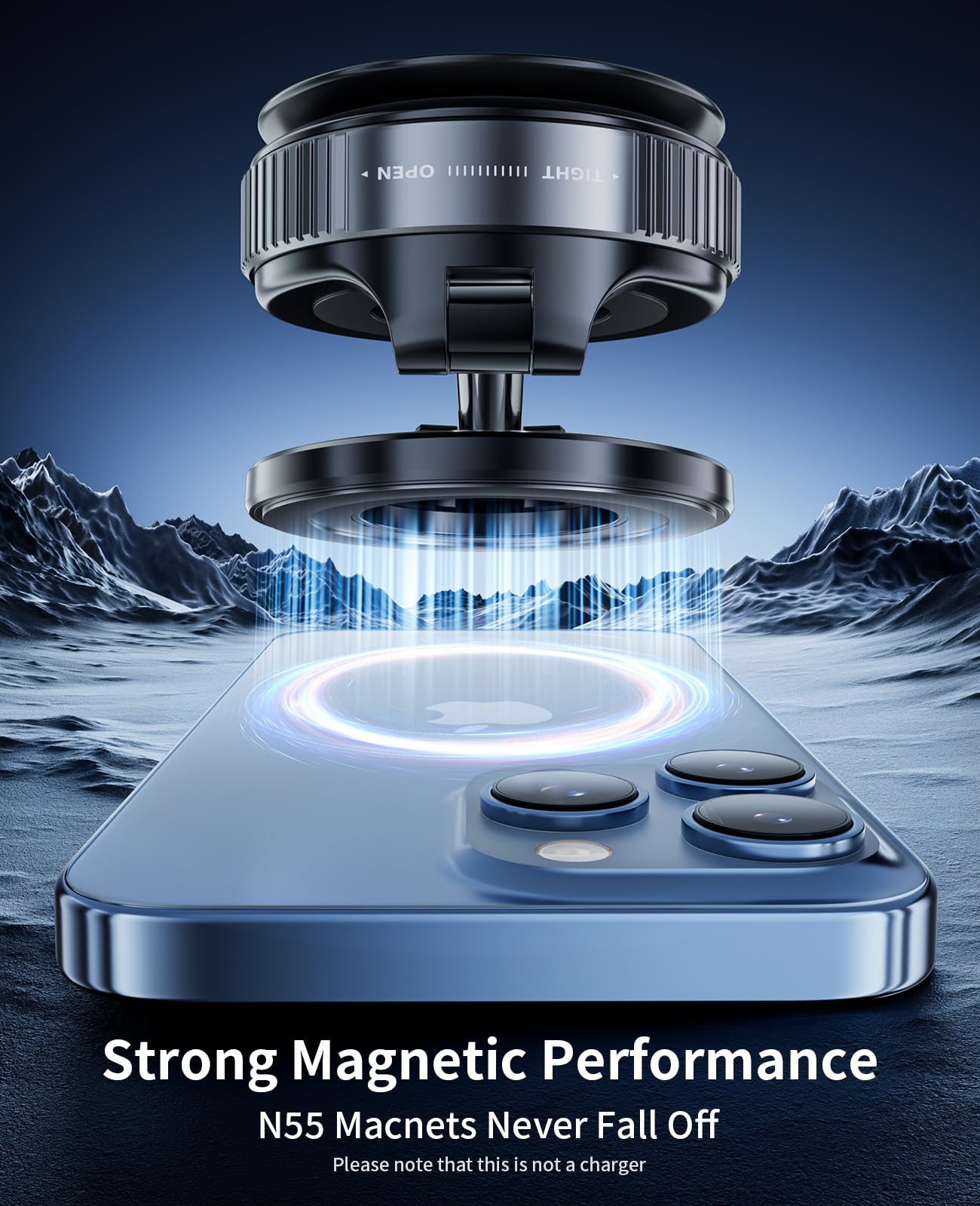Vacuum Magnetic Phone Holder for Car - Universal Suction Cup Phone Mount for All Smartphones | Foldable Magnetic Car Phone Stand for Vehicles & Gym/Bathroom Mirror | Secure Hands-Free Driving & Workout Companion