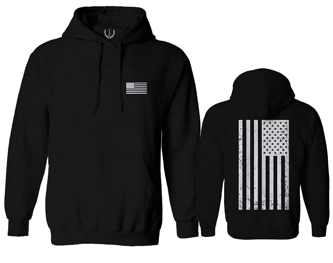 Vintage White American Flag Hoodie - Patriotic USA Marine Sweatshirt for Men & Women | Perfect for 4th of July, Veterans Day & Outdoor Activities