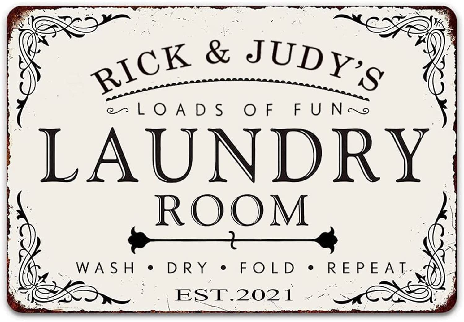 Personalized Farmhouse Laundry Room Signs - Rustic Home Decor for Laundry & Kitchen - Funny & Inspirational Wall Art for Laundry Room Organization & Farmhouse Style Decorating