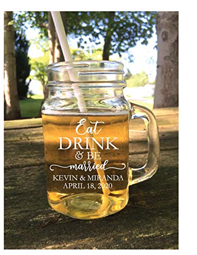 Personalized Wedding Favors Bulk - Rustic Mason Jar Favors for Guests - Custom Drink & Eat Jars - Perfect for Weddings, Bridal Showers & Anniversary Parties