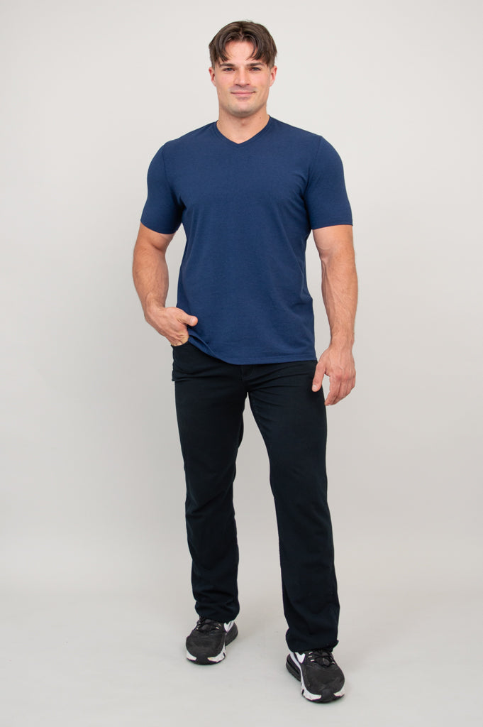Adam Men's Short Sleeve Shirt - Soft Bamboo Fabric in Indigo Blue - Perfect for Casual Wear, Office & Summer Outfits