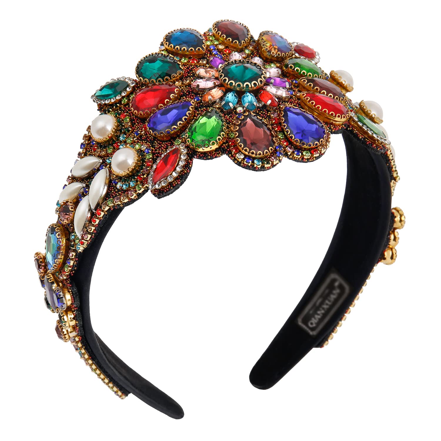 Elegant Solid Color Wide Headbands for Women - Sparkling Diamond Rhinestone Hair Accessories | Handmade Crystal Top Knot Headband for Girls & Women | Perfect for Weddings, Parties & Everyday Glam