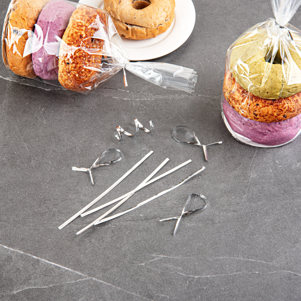 Silver Metallic Twist Ties for Bags - 500 Count Box | Reusable Bag Closures for Food Storage, Gift Wrapping & Organizing