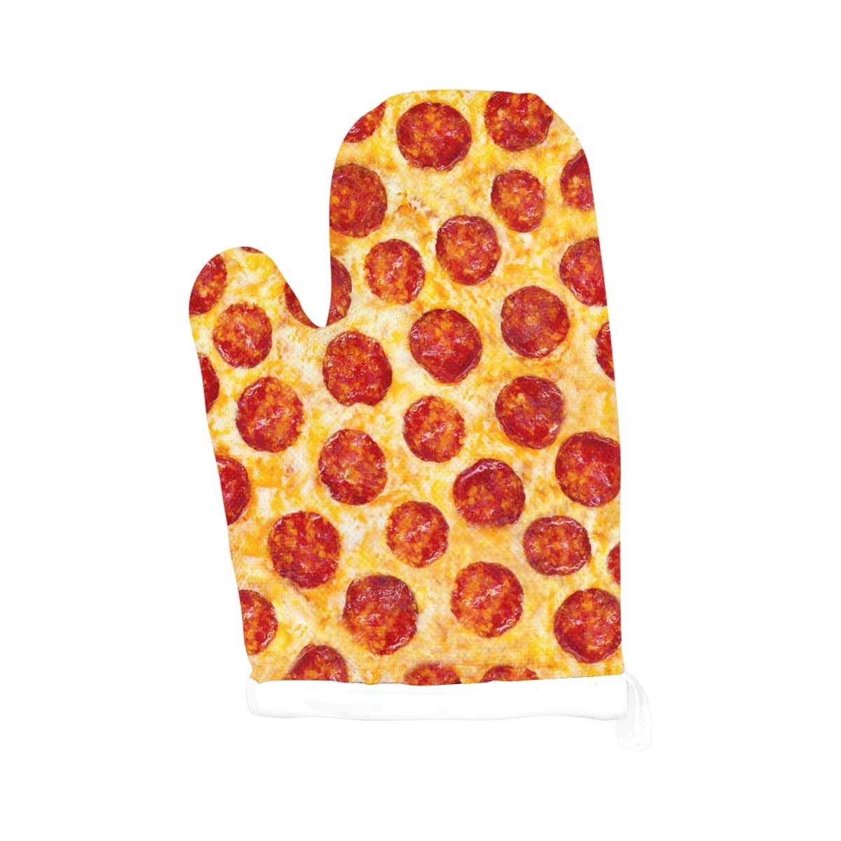 Heat Resistant Oven Mitts for Cooking & Baking - Soft & Durable Kitchen Gloves with Hanging Loop - Perfect for Handling Hot Pans, Baking Pizza, Grilling & BBQ (Pepperoni Pizza Design)