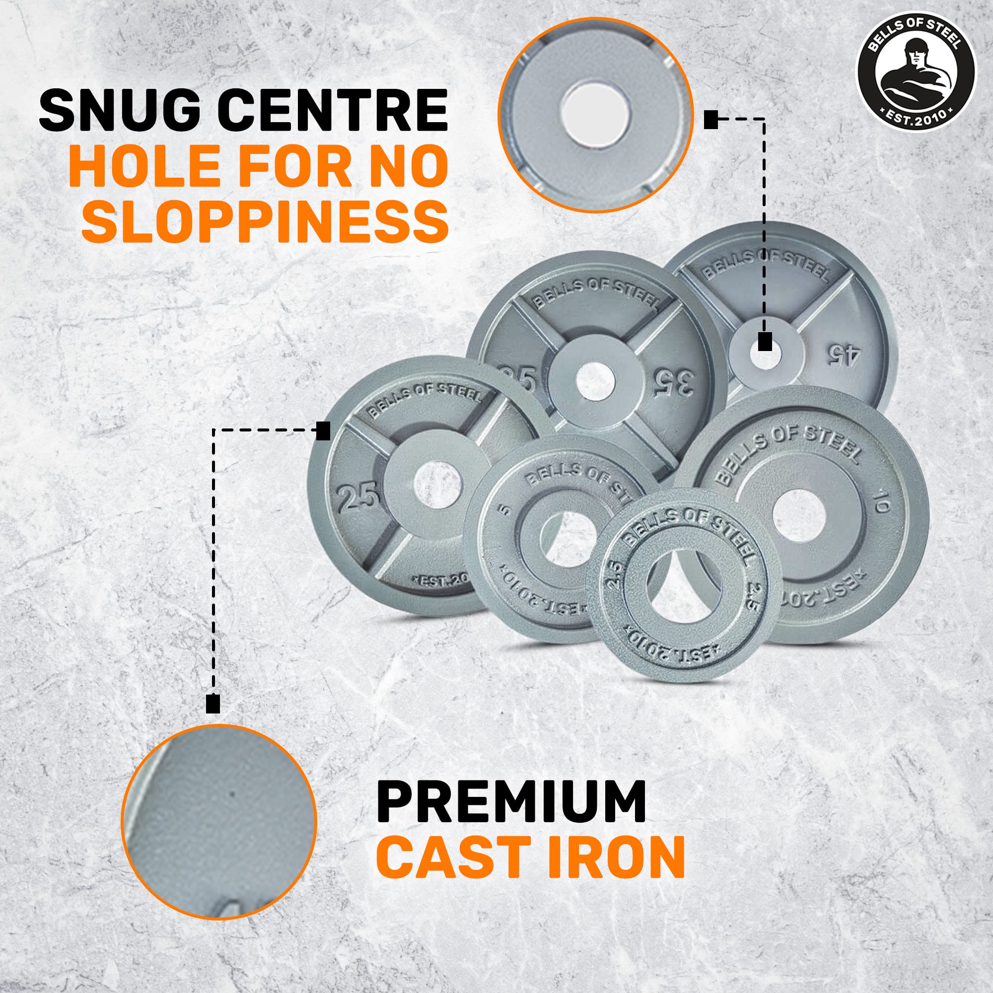 Bells of Steel Olympic Weight Plates - Cast Iron Machined Barbell Weights for Home & Commercial Gym Use - Strength Training Equipment for Deadlifts, Squats, Bench Press & Shoulder Press - Perfect for CrossFit, Powerlifting & Weightlifting Workouts