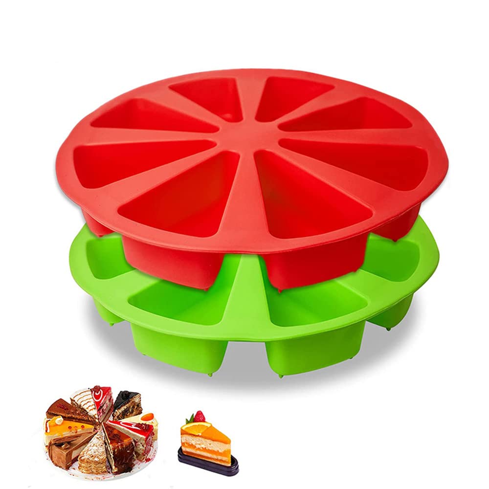 2 Pack Silicone Baking Molds - Triangle Cake Pan, 8 Cavity Scone Pan, Cake Slices & Pizza Bread Mold - Reusable Non-Stick Baking Tools for DIY Cakes, Cookies & Pastries - Perfect for Home Baking, Parties & Holiday Desserts