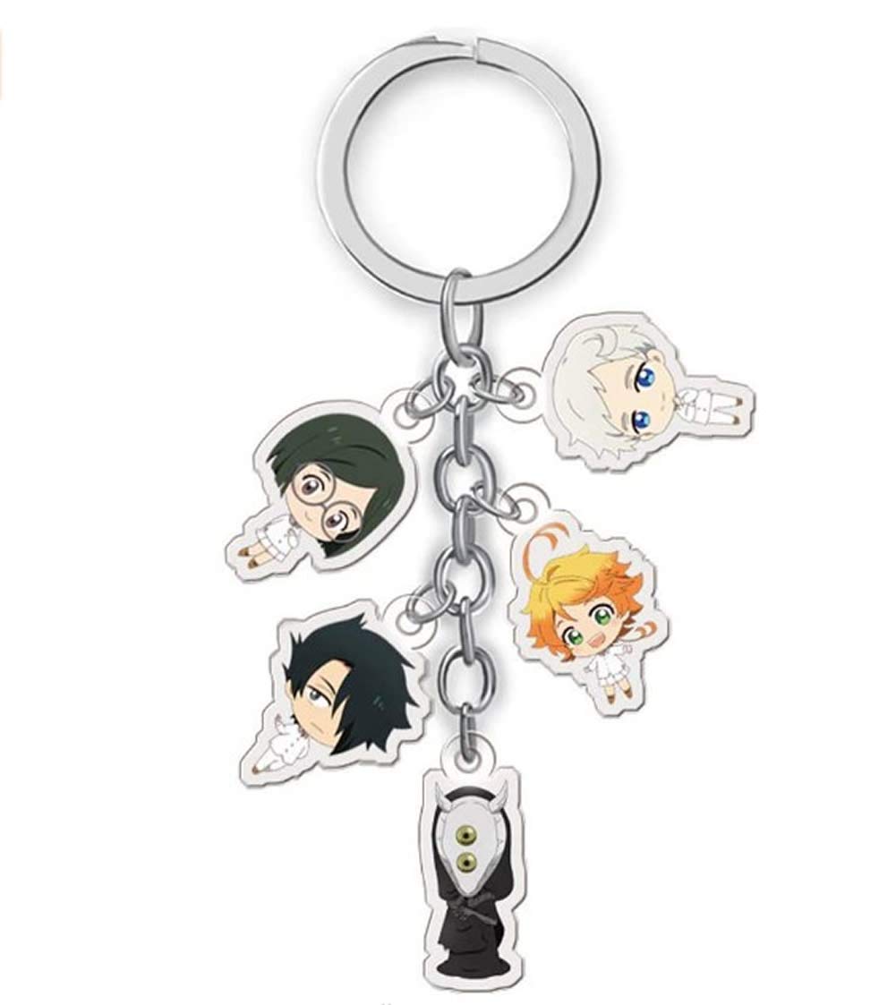 The Promised Neverland Anime Keychain - Emma Cosplay Keyring with 5 Charms | Perfect Christmas Gift for Handbags, Backpacks & Anime Fans